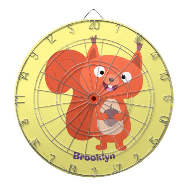 Happy niedliche Red Eichhörnchen Cartoon Illustrat Dartscheibe (vorne)