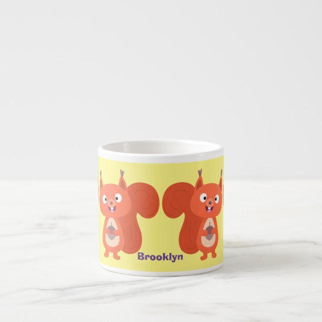 Happy niedliche Red Eichhörnchen Cartoon Illustrat Espressotasse (Vorderseite)
