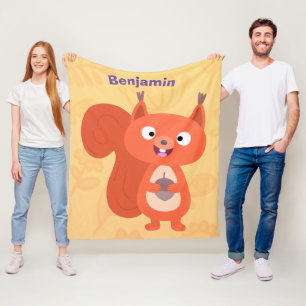 Happy niedliche Red Eichhörnchen Cartoon Illustrat Fleecedecke