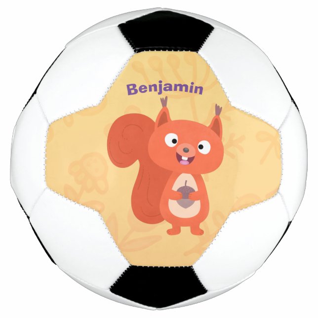 Happy niedliche Red Eichhörnchen Cartoon Illustrat Fußball (Vorderseite)