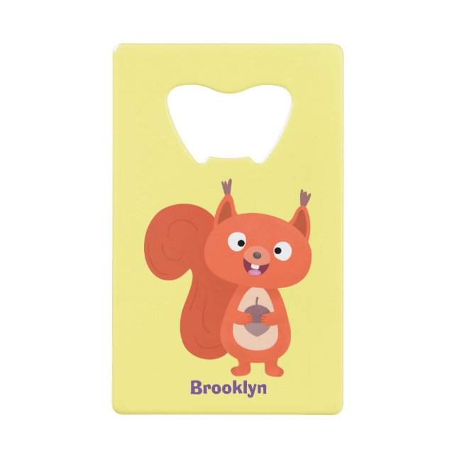 Happy niedliche Red Eichhörnchen Cartoon Illustrat Geldbeutel Flaschenöffner (Vorderseite)