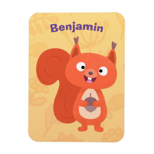 Happy niedliche Red Eichhörnchen Cartoon Illustrat Magnet