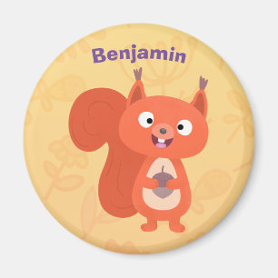 Happy niedliche Red Eichhörnchen Cartoon Illustrat Magnet