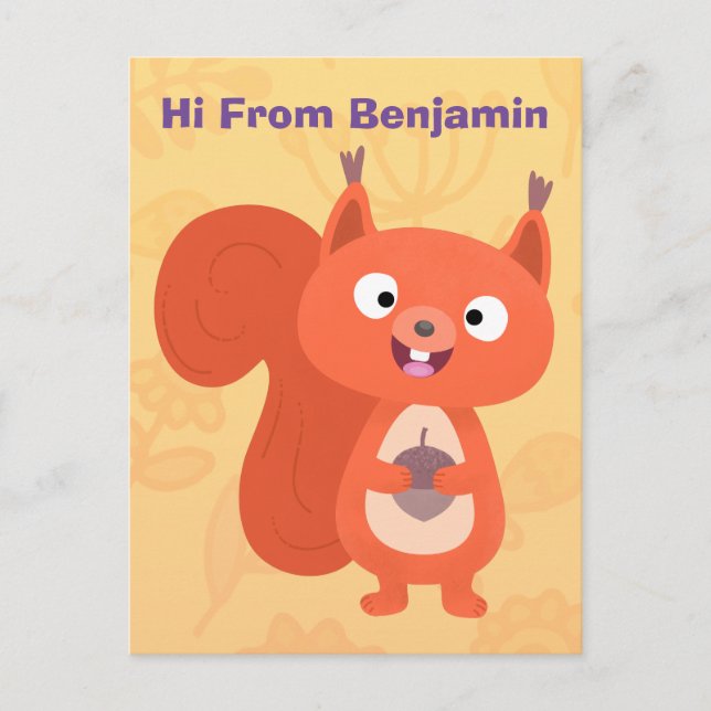 Happy niedliche Red Eichhörnchen Cartoon Illustrat Postkarte (Vorderseite)