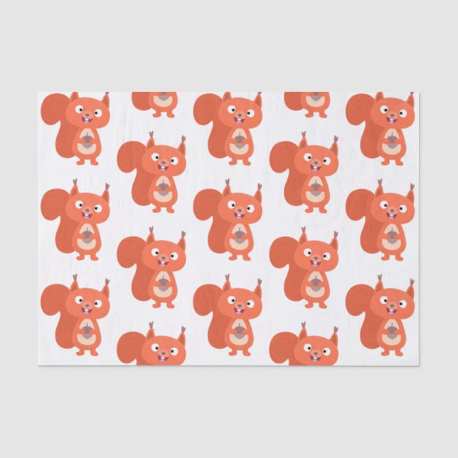 Happy niedliche Red Eichhörnchen Cartoon Illustrat Seidenpapier (Vorderseite)