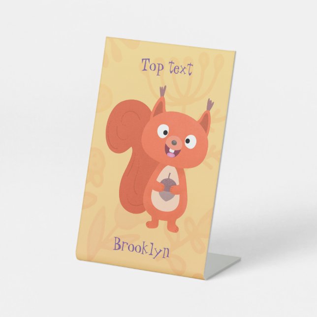Happy niedliche Red Eichhörnchen Cartoon Illustrat Sockelschild (Vorderseite)