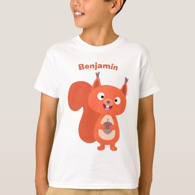 Happy niedliche Red Eichhörnchen Cartoon Illustrat T-Shirt (Vorderseite)