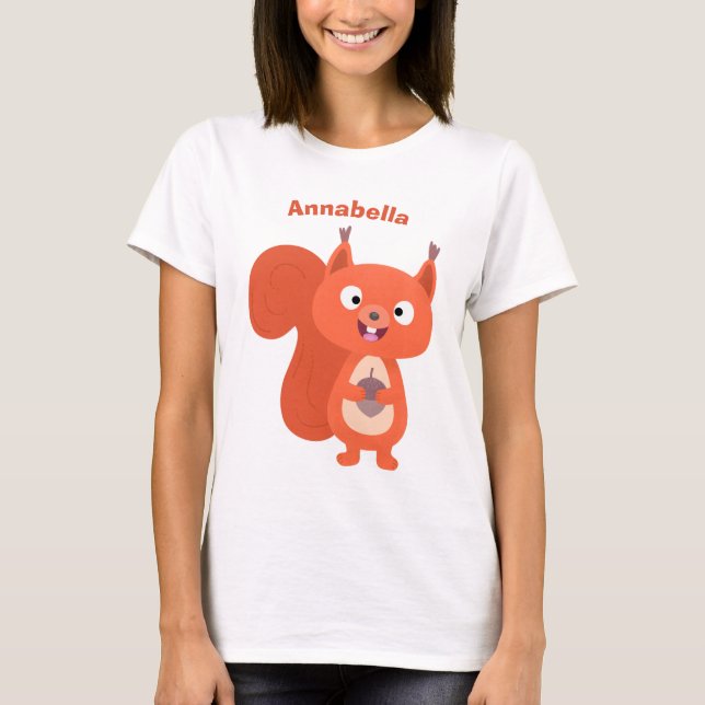 Happy niedliche Red Eichhörnchen Cartoon Illustrat T-Shirt (Vorderseite)