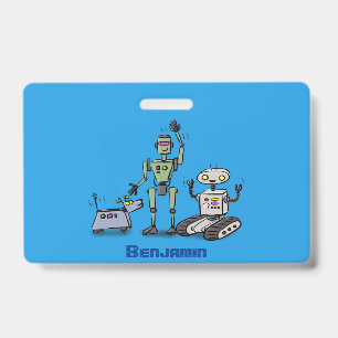 Happy niedliche Roboter Trio-Cartoon Ausweis