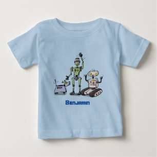 Happy niedliche Roboter Trio-Cartoon Baby T-shirt