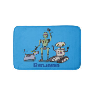 Happy niedliche Roboter Trio-Cartoon Badematte