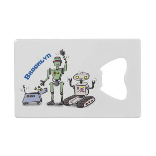 Happy niedliche Roboter Trio-Cartoon Geldbeutel Flaschenöffner
