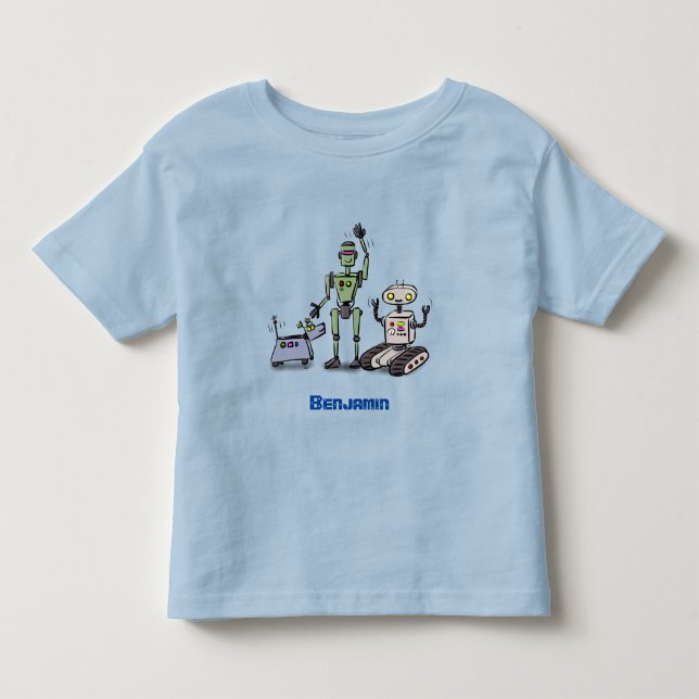 Happy niedliche Roboter Trio-Cartoon Kleinkind T-shirt (Vorderseite)