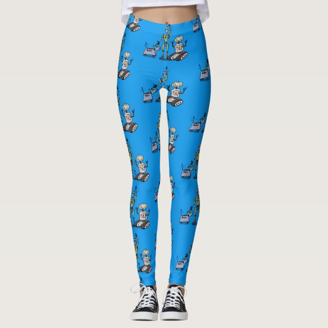 Happy niedliche Roboter Trio-Cartoon Leggings (Vorderseite)