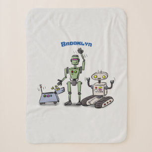Happy niedliche Roboter Trio-Cartoon Sherpadecke