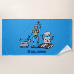 Happy niedliche Roboter Trio-Cartoon Strandtuch