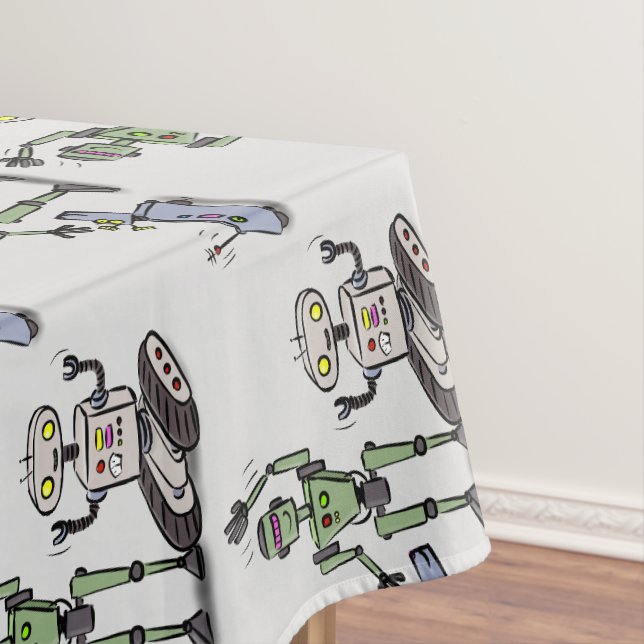 Happy niedliche Roboter Trio-Cartoon Tischdecke (Beispiel)