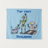 Happy niedliche Roboter Trio-Cartoon