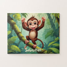 Happy Niedlicher Affe im Dschungel Personalisiert
