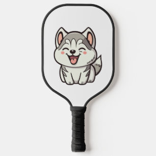 Happy niedlicher sibirischer Huskehund Pickleball Schläger