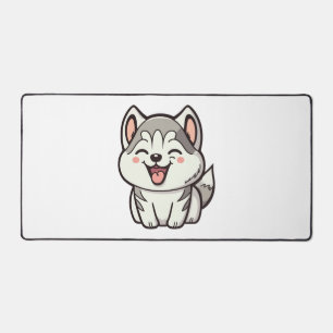 Happy niedlicher sibirischer Huskehund Schreibtischunterlage