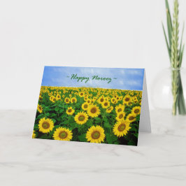 Happy Norooz, Sonnenblumen auf dem Feld Feiertagskarte