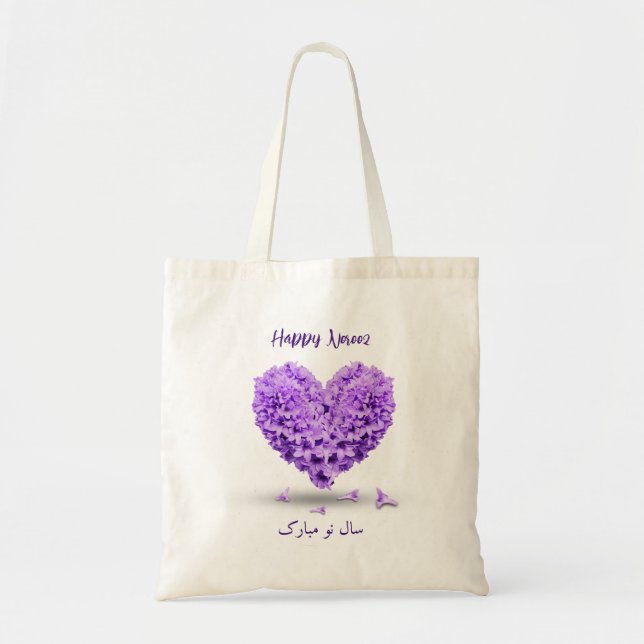 Happy Noroz Lila Hyacinth Heart Bouquet Lovely Lov Tragetasche (Vorne)