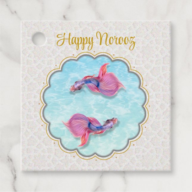 Happy Noroz Mubarak Fisch Buntes orientalisches Mu Geschenkanhänger (Vorderseite)