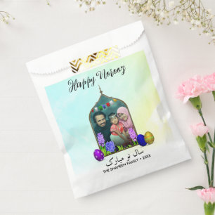 Happy Noroz Pastel Mint Blume Buntes Ei Foto Geschenktütchen