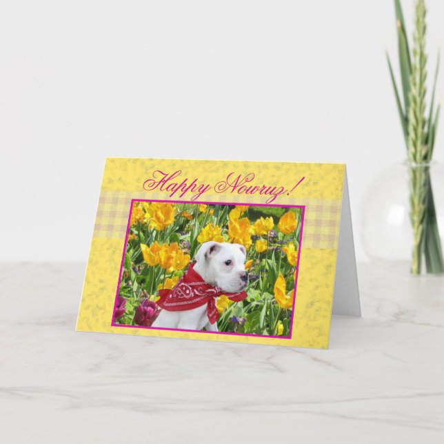 Happy Nowruz boxer chiot carte de voeux (Devant)