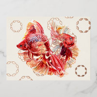 Happy Nowruz Goldfish & Bubbles Fox Postkarte