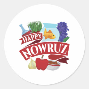 Happy Nowruz Persian New Year Runder Aufkleber