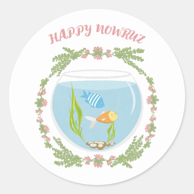 Happy Nowruz Runder Aufkleber (Vorderseite)