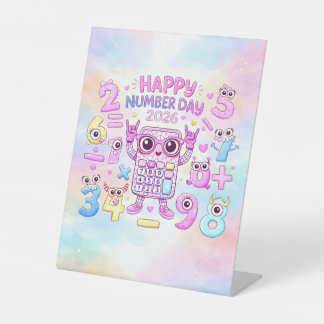 Happy Number Day 2026 Cute Calculator Design Sockelschild