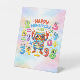 Happy Number Day 2026 Cute Maths Desk Art Sockelschild