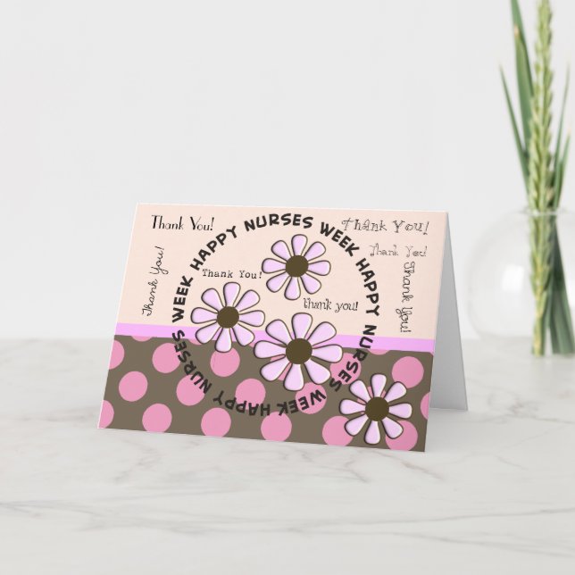 Happy Nurse Week Card Retro Flowers Karte (Vorderseite)