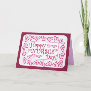 Happy Nurses Day Customizable Card - rosa Herzen Karte