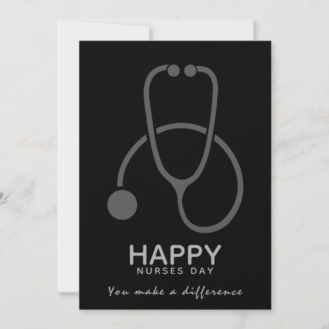 Happy Nurses Day Gray Stethoscope Illustration Einladung (Vorderseite)