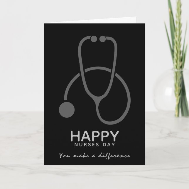 Happy Nurses Day Gray Stethoscope Illustration Karte (Vorderseite)