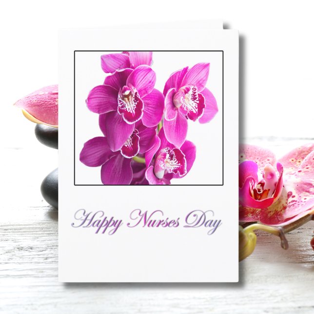 Happy Nurses Day Lila Phalaenopsis Orchideen Karte (Von Creator hochgeladen)