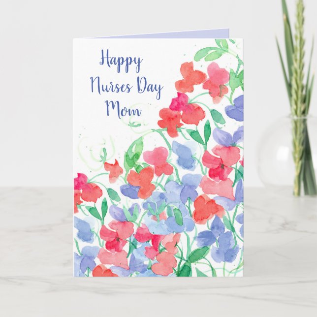 Happy Nurses Day Mama Sweet Pea Blume Karte (Vorderseite)