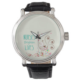 Happy Nurses Day, Niedlicher Vogel auf Streifen Armbanduhr