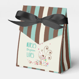 Happy Nurses Day, Niedlicher Vogel auf Streifen Geschenkschachtel
