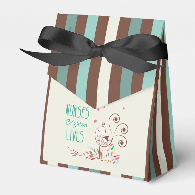 Happy Nurses Day, Niedlicher Vogel auf Streifen Geschenkschachtel (Vorderseite)
