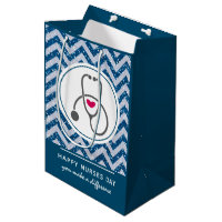 Happy Nurses Day Stethoscope auf Blue Zickzack
