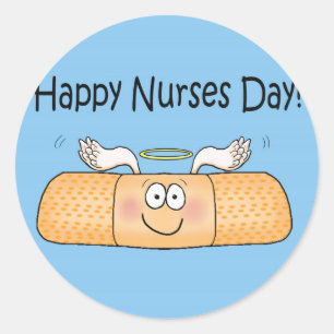 Happy Nurses Nurse Nurse's Day Whimsical Bandage Runder Aufkleber