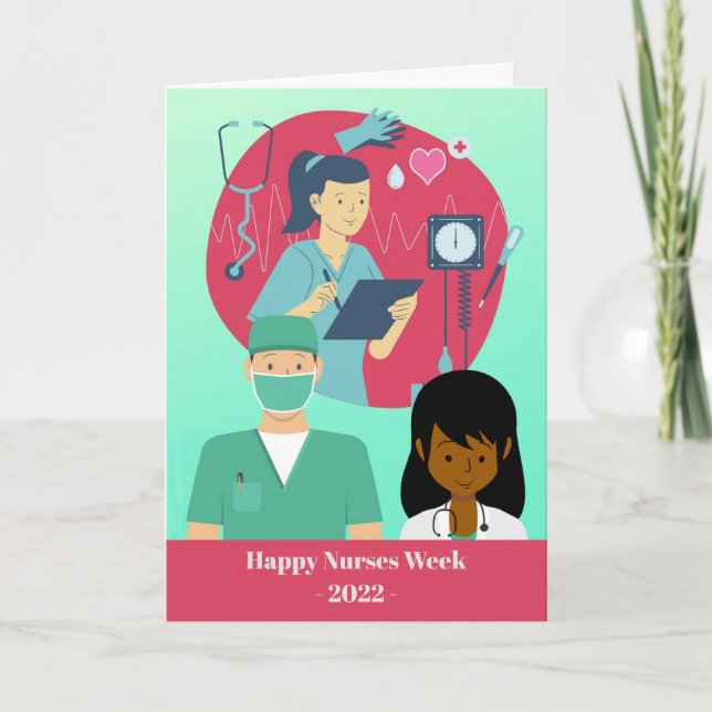 Happy Nurses Week mit einer Vielfalt von Krankensc Karte (Vorderseite)