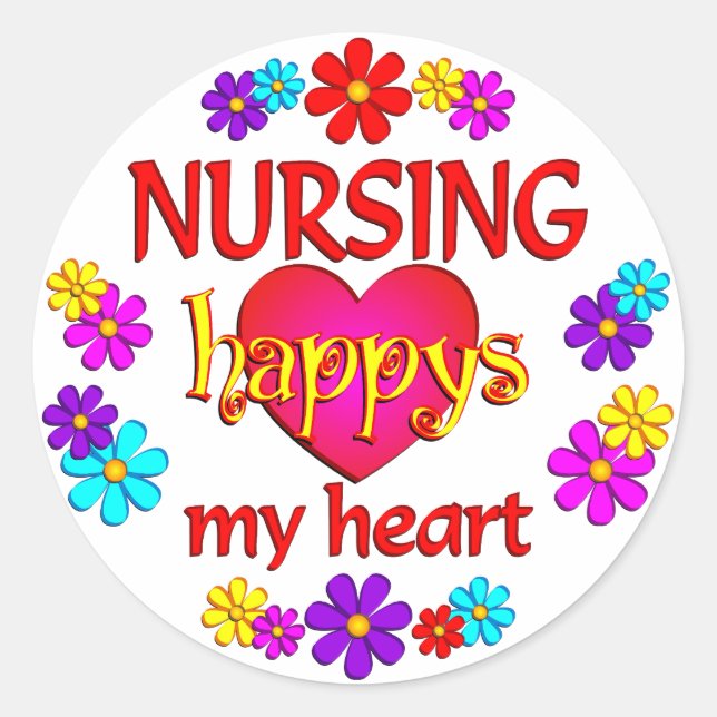Happy Nursing Runder Aufkleber (Vorderseite)