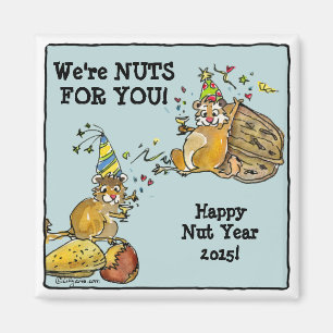 Happy Nut Year New Year Chipmunks Magnet