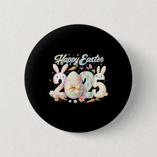 Happy Oaster 2025 Bunny Rabbit Face Ostertag Wom Button
